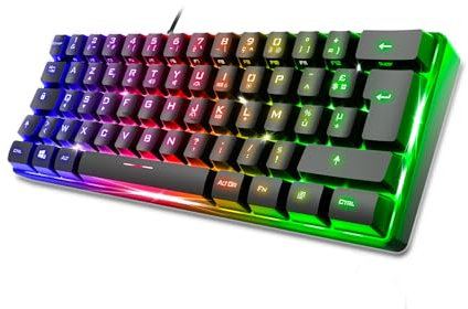 Spirit Of Gamer PRO K2, Teclado Gamer TKL Semi-Mecánico Negro, USB-C, 62 Teclas, 24 Antighosting, RGB Arcoíris, Altura Ajustable
