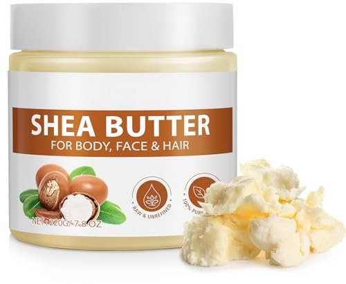 Sheabutter, Shea Butter Bio, Feuchtigkeitsspendend und Nicht Fettend, Ihre Haut und Ihr Haar Werden Nicht Mehr Trocken Sein, Sheabutter Suitable for All Skin and Hair Types