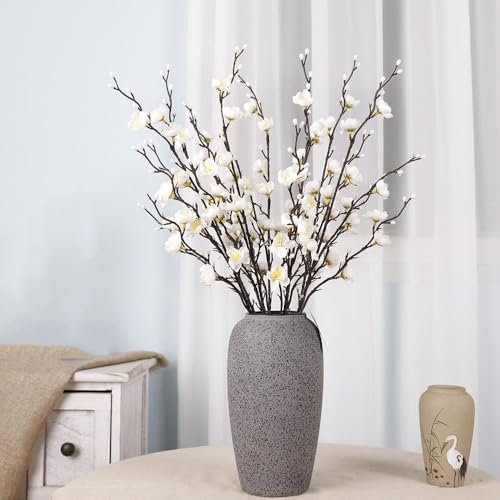 Set di 12 fiori artificiali bianchi, fiori di prugno finti che sembrano veri, lunghi 55 cm, perfetti per la decorazione di casa e ufficio