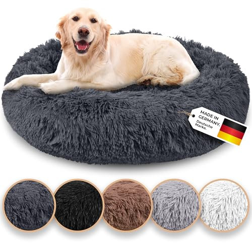 Belune® Hundebett [mit waschbarem Bezug] - Das Original - [L, 100cm, Dunkelgrau] Hundekorb, Katzenbett, Hundekörbchen, Dog Bed, Flauschiges Hundebett für große, mittelgroße & kleine Hunde