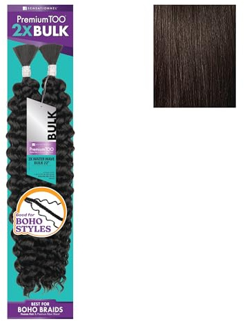 Sensationnel PremiumToo Bulk Weaving 2 x Water Wave 22 2 Dark Brown | Human Hair Blend 2X More Hair Lightweight Feed Knotless Goddess for Boho Braids