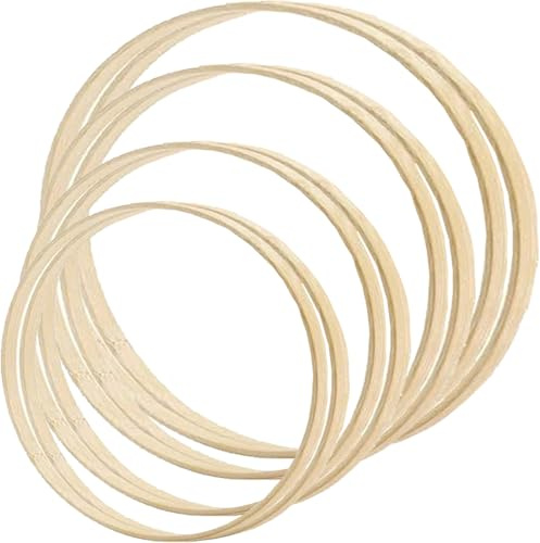 Basicon 8 Stück Bambus Blumenkranz, Traumfänger Ringe Holzringe zum Basteln Makramee Ringe zum Basteln Aufhängen Traumfänger DIY Floral Hoop Wandbehang Handwerk Floristik Hochzeitskranz(8/10/12/13in)
