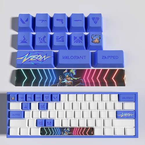 Gatokit Valorant Custom Keycaps OEM Profile 14keys PBT Dye Sub Keycap Set for Mechanical Keyboards (Neon)