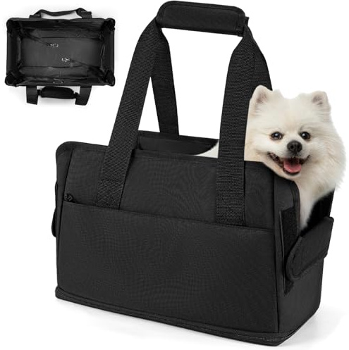 Borsa Trasportino Cane Gatti Regolabile Trasportini da Viaggio per Cani Piccola Taglia con Tappetino Lavabile Rimovibile Cintura di Sicurezza per CaneGatto Fino a 6KG Borse Impermeabile 40*26*20CM