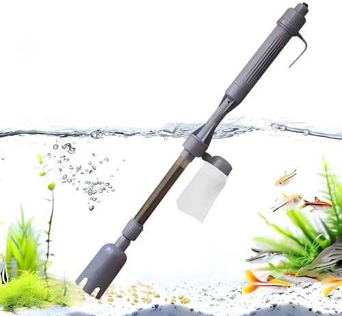 DSXVJHD Aquarium Gravel Cleaner, Electric Fish Tank Vacuum Cleaner, Automatic Aquarium Sand Cleaner Vacuum Kit, Water Changing with Filter Bags Washer Siphon(Battery Include) (Style1)