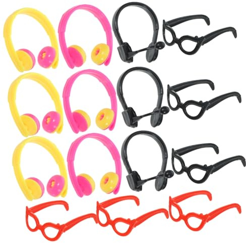 UPKOCH 1 Satz Puppen puppenzubehör Set Robustes Puppenzubehör Puppenohrhörer Set schnapsgläser kopfhörer Puppendekor selber Machen DIY-Brillen-Requisiten Plastik