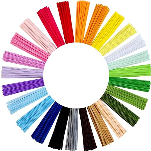 YYUENGTAK 500 Pfeifenputzer Bunt zum Basteln（25 Farben）Kartonverpackung，mit Farbige Wackelaugen,Pompon,Perlen,Farbige Strasssteine，Chenilledraht 30cm,Pfeifenreiniger Bunt，Pipe Cleaner für DIY Projekte