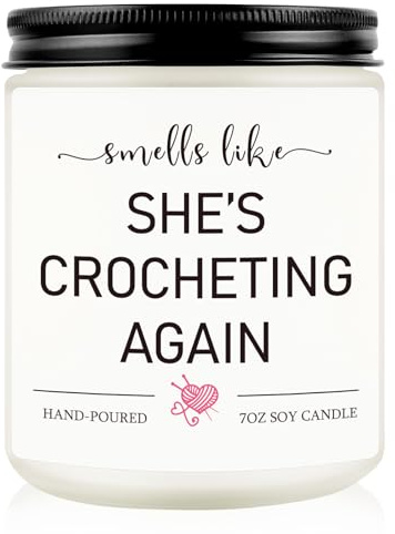 Crochet Gifts, 7OZ Lavender Scent Soy Wax Crocheting Candle Lasts 40-50h