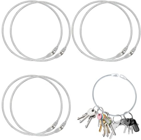 Trsnzul Anneaux de Rideau Grand 6 Pièces Anneaux Rideau à Ouvrir 150 mm Multifonctionnels Anneaux Métalliques Anneaux de Rangement Grand Anneau de Ouvrir Douche pour Porte-Clés, Argent