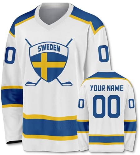 Maglia da Hockey su Ghiaccio Personalizzata, Maglia da Hockey a Maniche Lunghe Stampata Personalizzabile, Abbigliamento per Tifosi di Hockey su Ghiaccio, Uomini, Donne e Giovani, A09