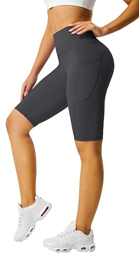Buepeara Shorts Leggings Damen Hosen mit Innentasche Hohe Taille Yoga Kurze für Gym Sport Laufhose mit Taschen