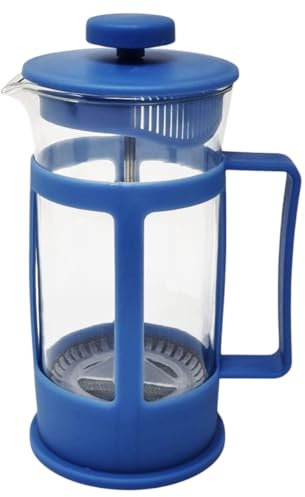 CUCUBA Manueller Milchaufschäumer aus Glas, 300 ml, für Tee, Aufgüsse, Schaum, Kaffee und Milch, Blau