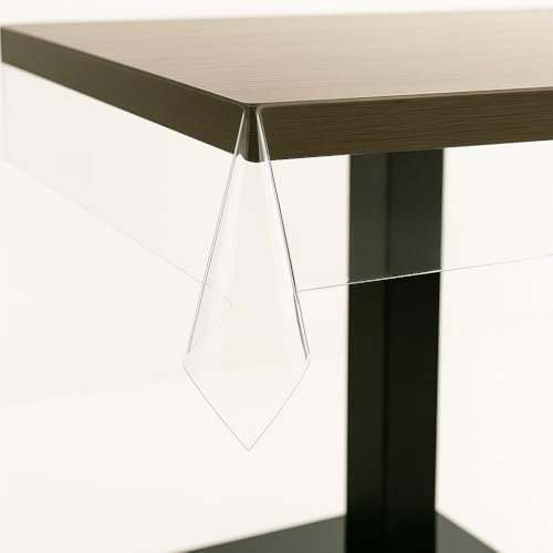 Transparente PVC Tischdecke elastisch viele Varianten durchsichtige Tischfolie Abwaschbar Wasserdicht Tischschutz Plastik Kunststoff Tischdecke ideal für Partys Garten UVM. (140x100cm Eckig)