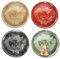 MamboCat Set di 4 piatti per pizza perfetti, Ø 31,5 cm, piatti in porcellana, 1 in giallo, verde, rosso e nero, ideali per pizza, torte di fiamme e altro ancora, grande piatto da portata con