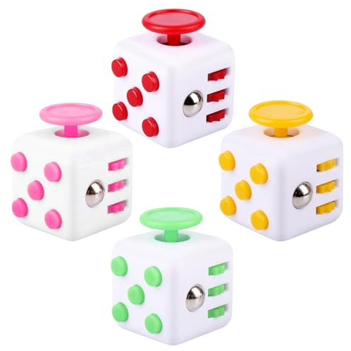 Anti-Stress Würfel Spielzeug 4 Stück Fidget Cube Fidget Würfel mit 6 Seiten Funktion für Kinder und Erwachsene Stressaubbau bei Nervösität