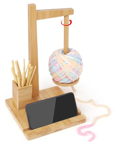 Aeelike Wollabwickler Magnetisch, Garnhalter aus Holz zum Häkeln, Yarn Winder Garnrollenhalter für Häkelliebhaber, Drehbar Wollhalter und Stricken, Praktisch Wollknäuelhalter mit Aufbewahrung, Halter