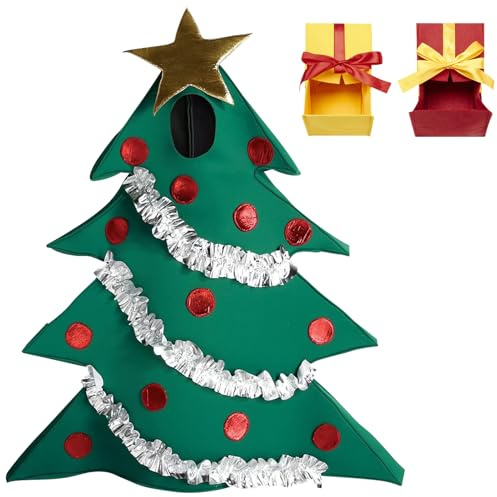 SERTAS Adults Kids Christmas Tree Costume Cosplay Set,Christmas Fancy Dress Outfit with Shoe Covers,Xmas Party Cosplay Decoration (Adults)