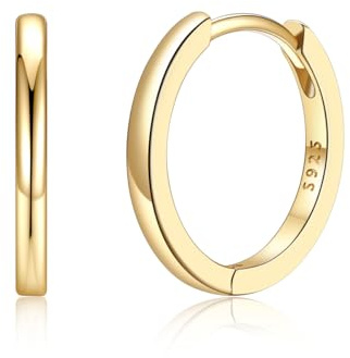 Silvora Kleine Creolen Gold 14mm Mini Hoop Ohrringe Golden Creolen Damen Herren Ohrstecker Silber 925 Klein Kreolen Ohrringe echtgold Knorpelschläfer Huggie Ohrschmuck Hypoallergen