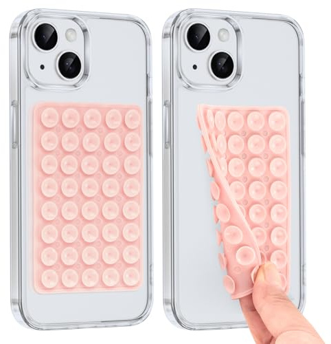 Knrlqim 2 Soportes de Silicona con Ventosa para Teléfono,Soportes de teléfonos móviles Antideslizantes para Selfies y Videos,para Todos los Modelos de teléfonos móviles(Rosa Claro)