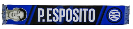 Inter, Sciarpa Jacquard dedicata al giocatore Pio Esposito, 100% Acrilico, Nero/Blu/Bianco, 135x22cm