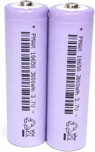 18650 Rechargeable Batteries 2 Pack, 3.7V 3000mAh Button Top NiMH Batteries, Long Lasting High Capacity Batteries for Flashlight Doorbell Headlamp Camera Power Tools DIY Projects, 1000+ Charge Cycles