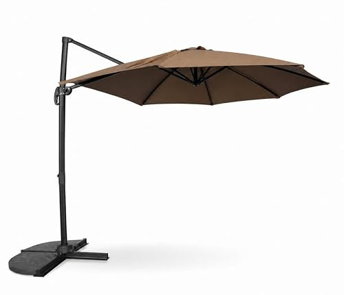 Garvee Sombrilla Excéntrica Aluminio, 300 cm, 360° Giratoria, Marrón