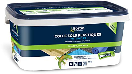 Bostik - Colle Sols Souples pour Plastiques, PVC, Vinyle - Intérieur - Prête à l'Emploi - Application Facile - Sans Solvant - Couleur : Clair - 1 Pot 3,5 kg