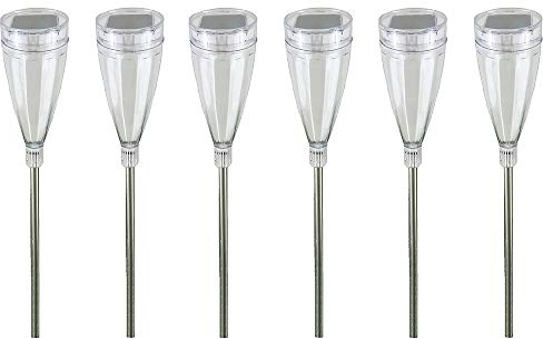 2x 3er Set TULPE Außen-Solar-Garten-Leuchte-Lampe-Stick-Spieß, Edelstahl, Kunststoff Schirm, H: 45cm (mit Spieß), Kopf 5,7 x 6 cm, je 2 LEDs 1 x mit Farbwechsler 1 x weißes Dauerlicht, Wege-Dekorations-Stimmungs-Party-Leuchte-Lampe-Fackel