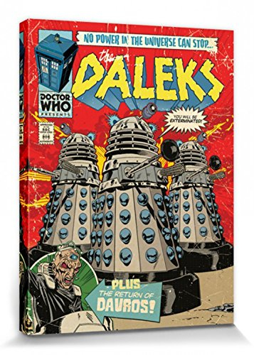 1art1 Doctor Who Poster The Daleks Comic Bilder Leinwand-Bild Auf Keilrahmen | XXL-Wandbild Poster Kunstdruck Als Leinwandbild 80x60 cm