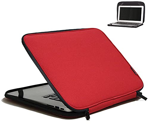 Inntzone Laptop Sleeve 15.6 Inch Foldable Slim Case Lightweight Bag Notebook Computer Carrying Flip Cover (Red)