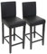 Mendler 2er-Set Barhocker Barstuhl M37 Kunstleder - schwarz, dunkle Füße