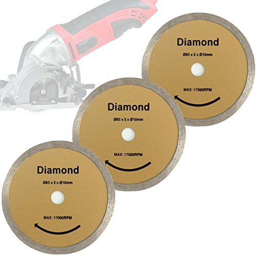 Mini Hand Circular Saw Set of 3 Diamond Saw Blade 85x10mm for Einhell TC-CS 860 / BT-CS 860