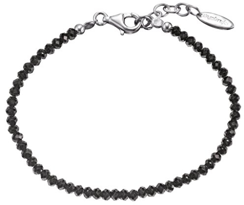 Engelsrufer Black Spinel Armband für Damen rhodiniertes 925er-Sterlingsilber Länge 18 cm + 2 cm