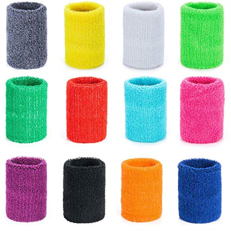 ZWOOS Unisex Adult Sport 24 Packung Absorbierende Schweissband Handgelenk für Tennis Squash Badminton Turnhalle Basketball (Mischen), small