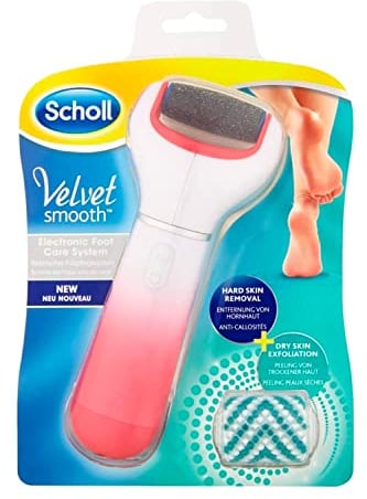 Scholl Velvet Smooth Electric Foot File - Pedicure Foot File System for Hard Skin and Callus Removal - Batteries Included