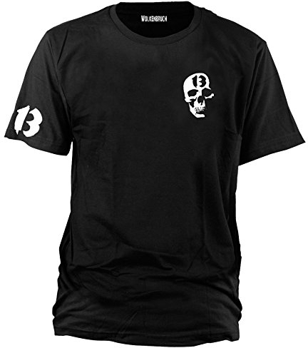 Wolkenbruch T-Shirt Totenkopf 13 Skull 13 (Schwarz, 4XL)