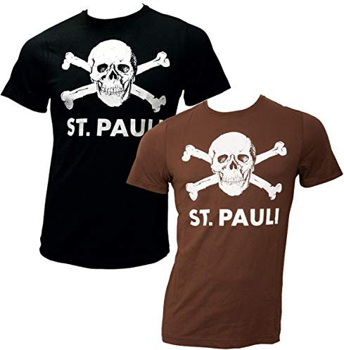 FC St. Pauli 2-teiliges T-Shirt-Set Doppelpack Totenkopf Braun und Schwarz (XL)