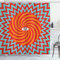ABAKUHAUS Psychedelisch Duschvorhang, Kreise Spirallinien, Stoffliches Gewebe Badezimmerdekorationsset mit Haken, 175 x 200 cm, Orange Meeresschaum