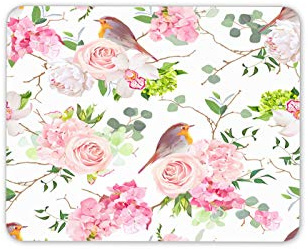 Belle Robins Tapis de Souris Pad - Roses Fleurs Roses Joli Cadeau # 15920 Ordinateur