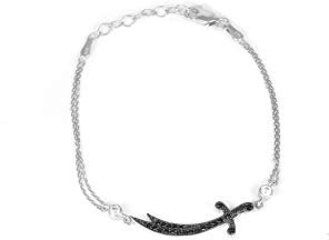 Remi Bijou 925 Silber Armband Armkette 'Zülfikar' Schwert von Ali Aleviten, Dhū l-faqār, Zulfiqar (Schwarz)