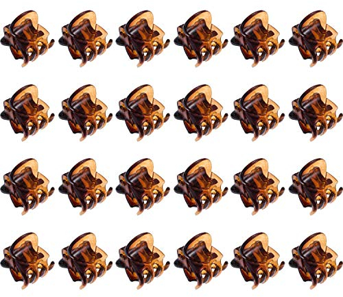 Haarklammern Mini,24er Pack Damen Haargreifer Kleine Haarspangen Kunststoff Orchidee Clips Pflanzenclips Pins Schellen für Mädchen Frauen 1.5 CM Schwarz