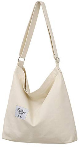 Covelin Damen Leichte Canvas-Tasche Sling Bag, Beige