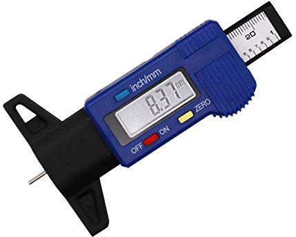 CACHOR Medidor digital de profundidad de banda de rodadura de neumáticos, 0-25.4 mm medidor digital de profundidad de neumáticos con pantalla LCD y baterías para autos, camiones, furgonetas, SUV