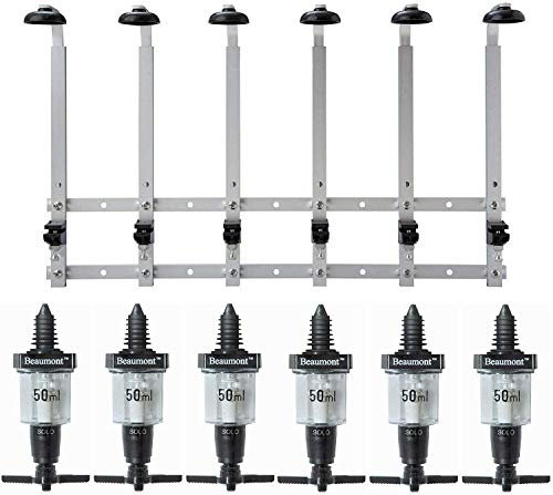 We Can Source It Ltd - Wall Mounted Optic Brackets - for 70cl/1 Litre Spirit Bottles - Wall Mounted Bottle Stand - 6 Bottles Rack - 6 x 50 ml Solo Measures