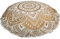 Stylo Culture Indisch Dekorativ Rund Bodenkissenbezug Boho 80 x 80 cm Groß Sitzpouf Kissen Mandala Gold Bohemien Pom Pom Spitze Wohnkultur Baumwolle Blumen Bodenkissen Rund
