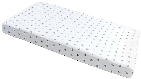 Medi Partners Spannbettlaken 60x120 Baby Bettlaken Kinderbett Spannbetttuch 100% Baumwolle - Fitted Kinder Sheet Bettwäsche Babymatratze Schlafsack Babybett (graue Sterne mit Weiß)