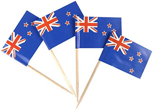 JBCD 200 Stück Neuseeland-Flagge Zahnstocher Neuseeland-Flaggen Cupcake-Topper Dekorationen, Cocktail-Zahnstocher-Flagge Kuchen Topper Picks Mini Kleine Flagge Cupcake Picks Sticks