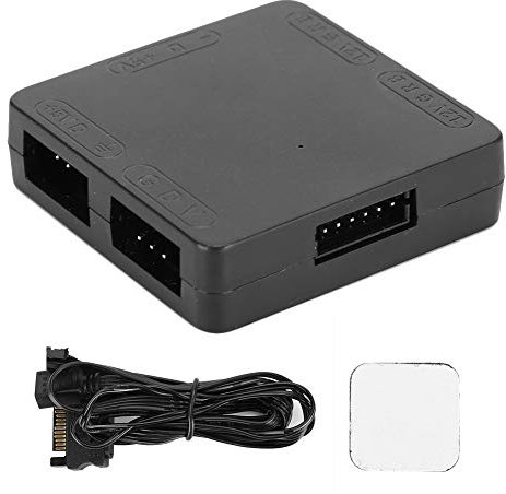 Cuifati RGB Convertor Wizard Lighting Adapter 3-Pin (+5V) ARGB Light to 4-Pin (+12V) RGB Fans with Multiple Interfaces Magnetic or Loop Fastener(black)