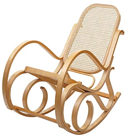 Mendler Schaukelstuhl M41, Schwingsessel Fernsehsessel, Massiv-Holz Rattan, FSC®-Zertifiziert - Eiche-Optik