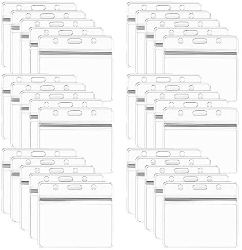 Porte Badge Etanche Horizontal, 100 Pcs Porte Badge Plastique Transparent, Porte-cartes d'Identité Transparent, Support Badge Carte pour Travail Exposition Evénements Entreprise Bureau Étudiant